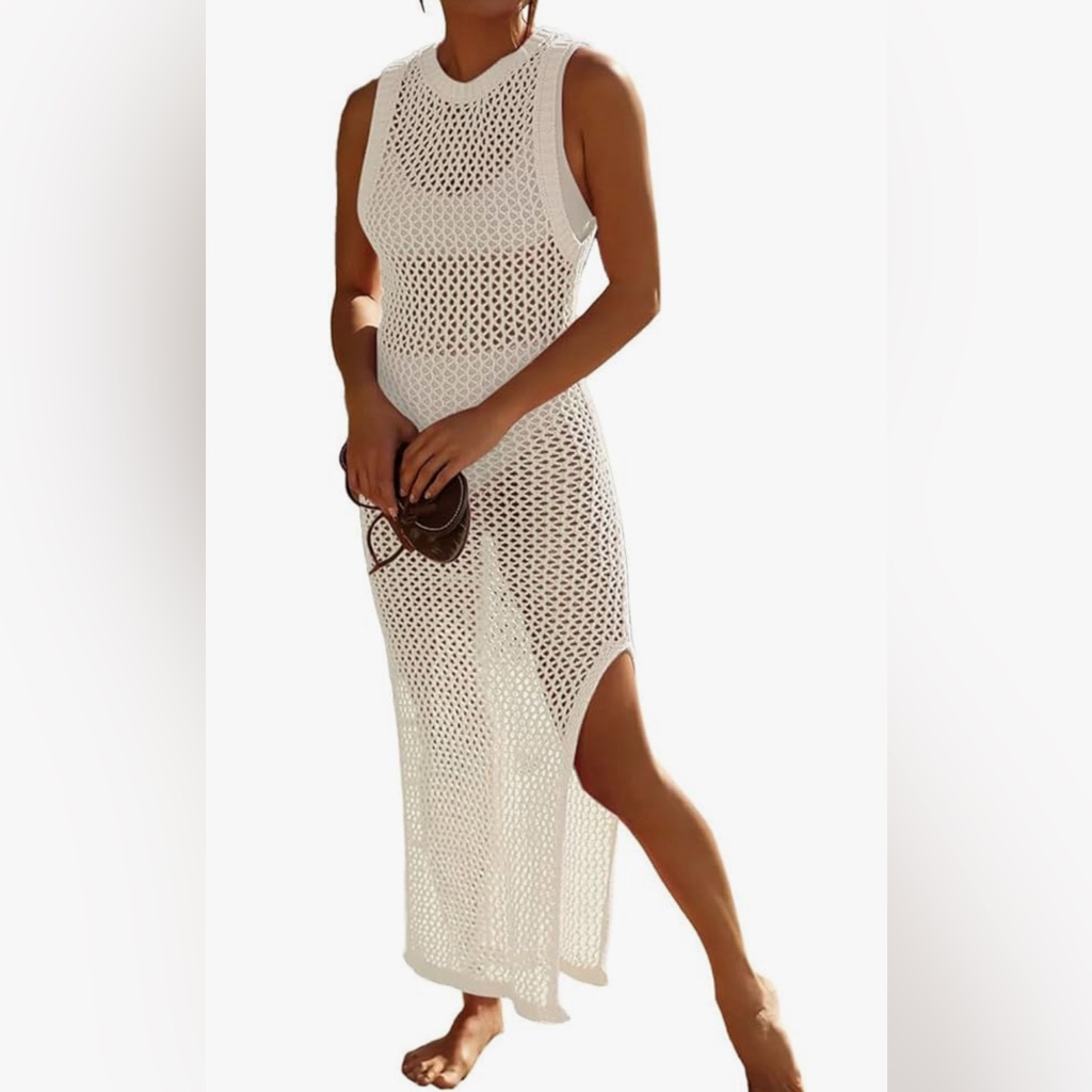Amazon Ivory Crochet Maxi Swim Coverup